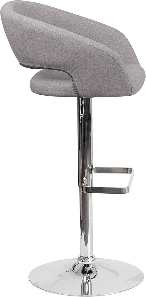 Erik Contemporary Adjustable Height Barstool with Footrest and Rounded Mid-Back,