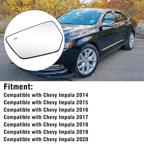 1PC Compatible Chevy Impala Side Mirror Glass Left Driver Side 2014-2020