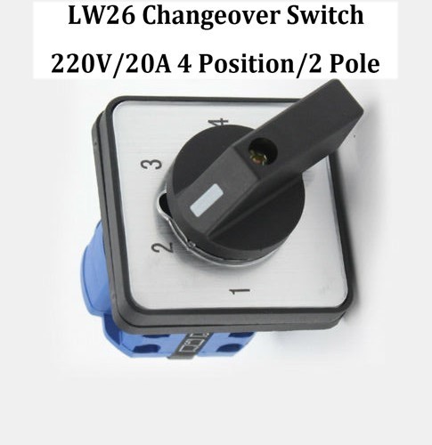 Switch SELECTOR PANEL ROTARY 220V 4-Position 2 Pole 8 Screw Terminals