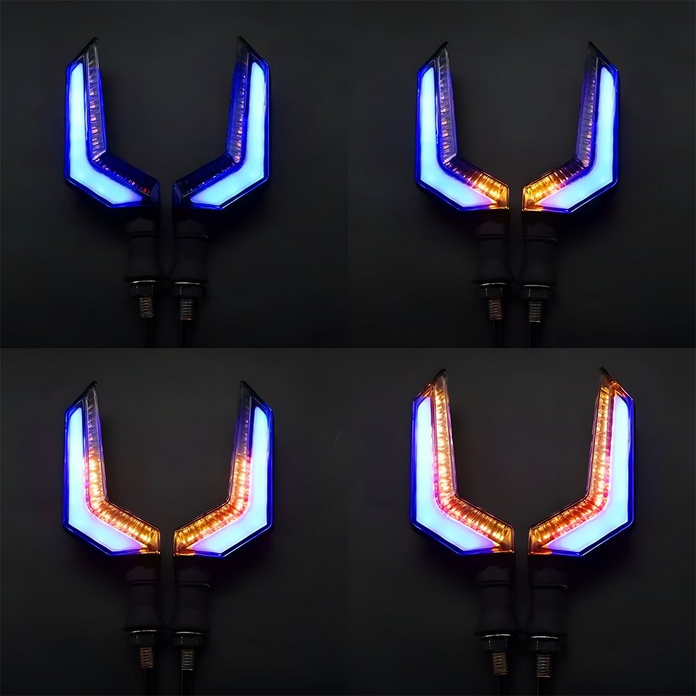 2x LED Motorcycle Turn Signals Light Blinker Indicator Tail Lights Amber Blue EA