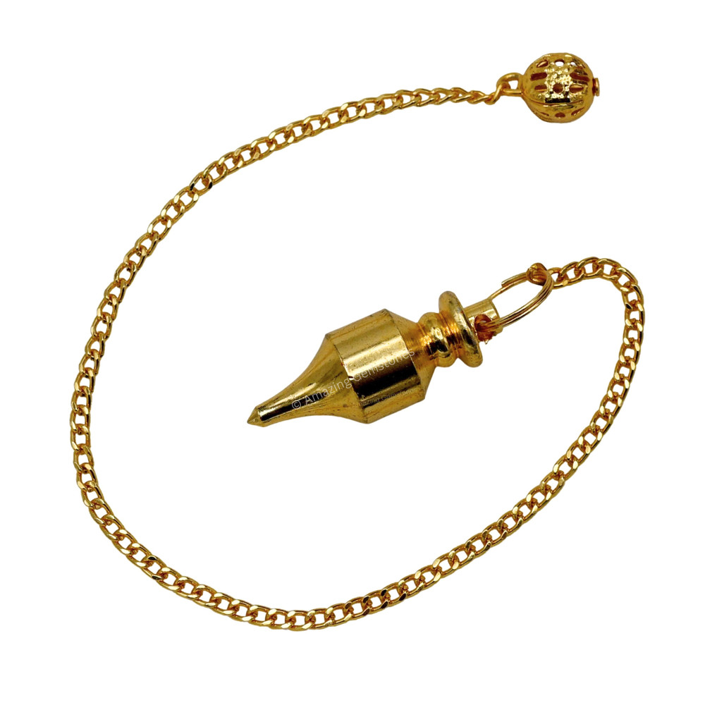 Gold Long Point Steel Copper Pendulum for Divination