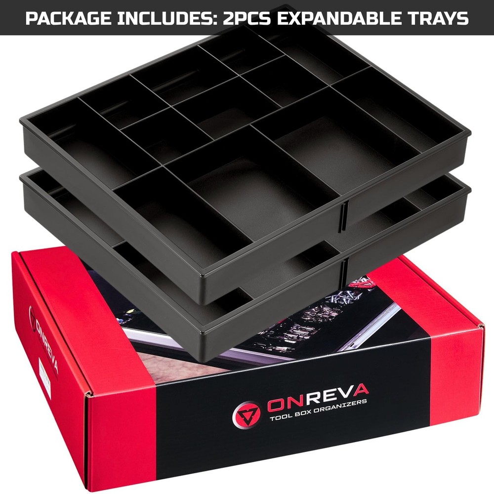ONREVA Tool Box Organizer Tray Divider Set, Expandable Large Toolbox Storage ...