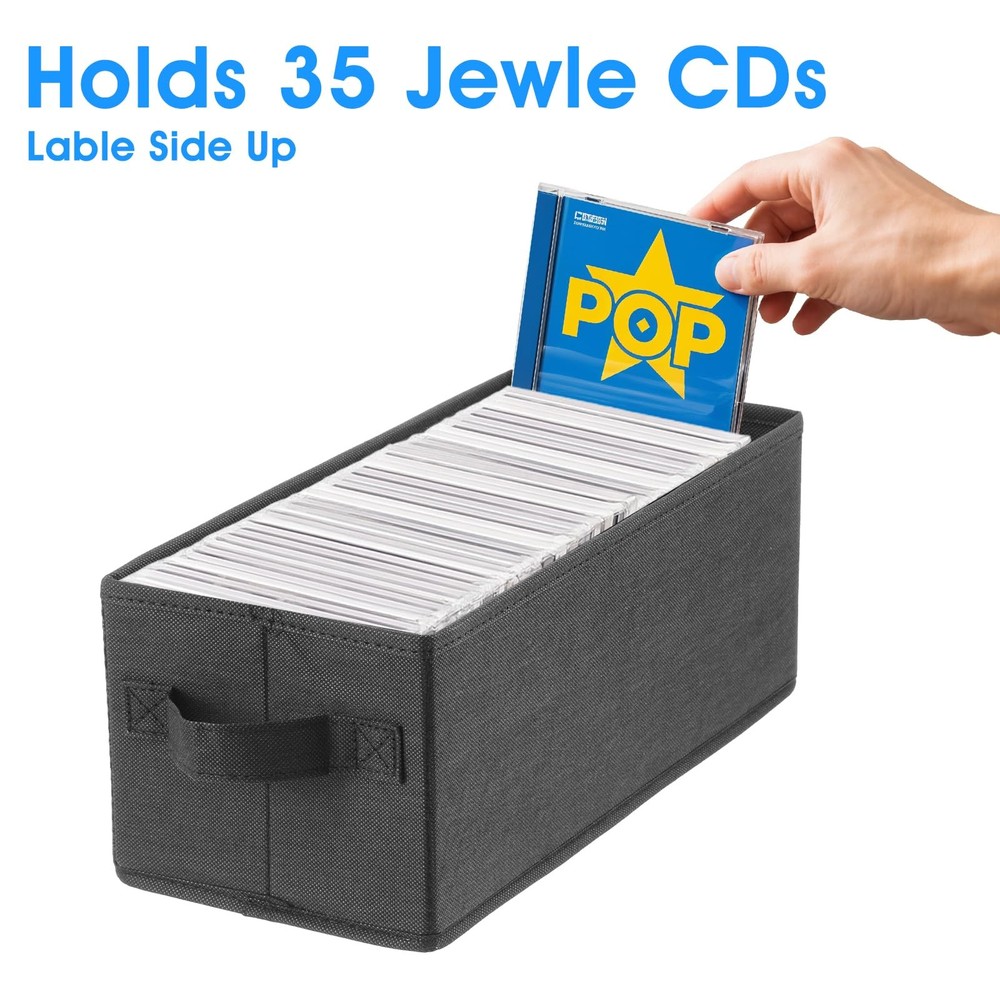 4 Pack CD Case Holder Handle Lid Easy Move Organizer Media Storage Container