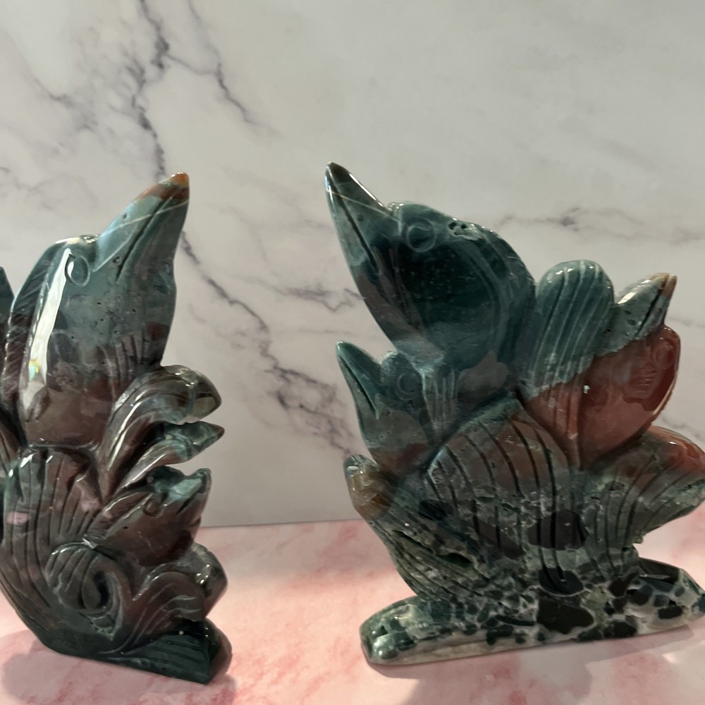 Two Green malachite , Dolphin Pieces And Will Sell Separately