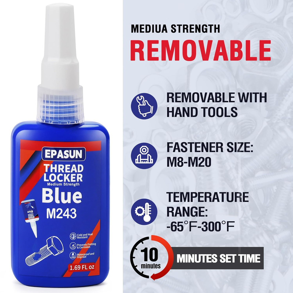 Blue Threadlocker 243 50ml Medium Strength Bolt Lock Adhesive Automotive