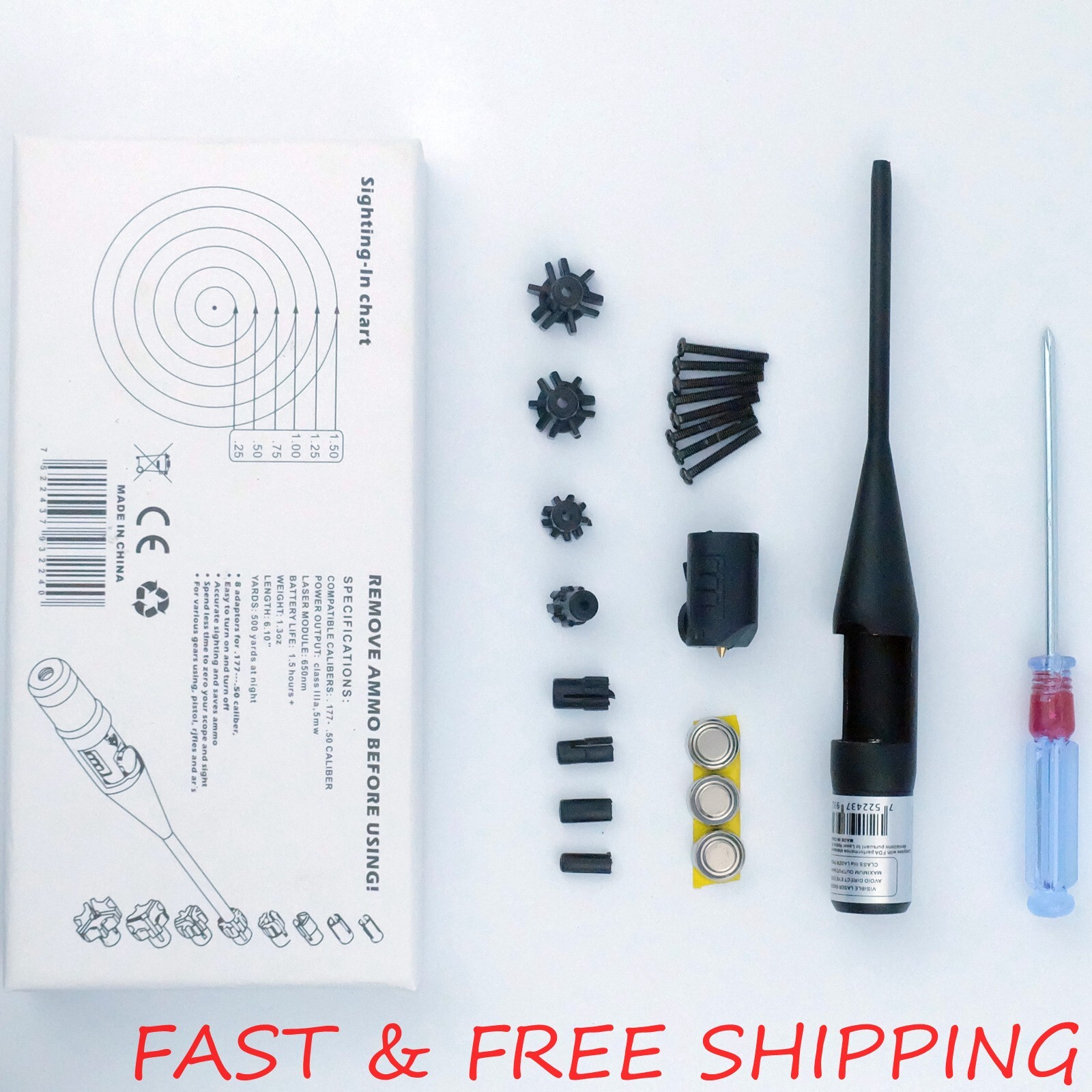 Tactical .177 to .50 Caliber Rifle Zero Laser Bore Sighter kit Bore Sighter Gun