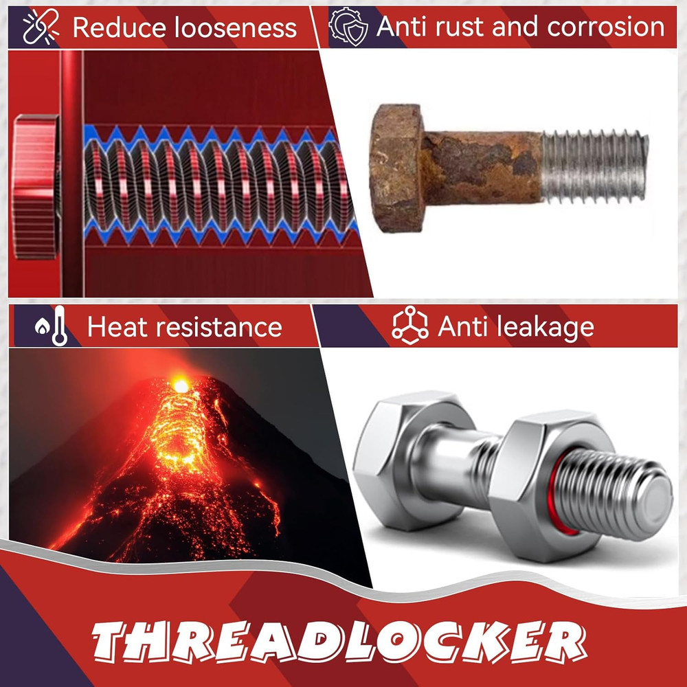 Thread Lock Blue and Red, Threadlocker Medium and High Strength, Thread Locker f
