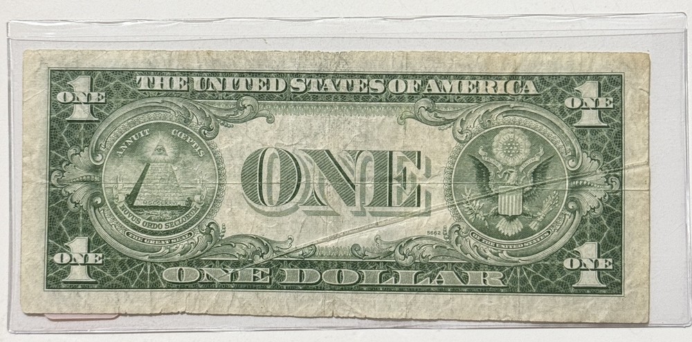 1935D $1 ONE DOLLAR SILVER CERTIFICATE “MAJOR GUTTER FOLD ERROR” Fold Covers 75%
