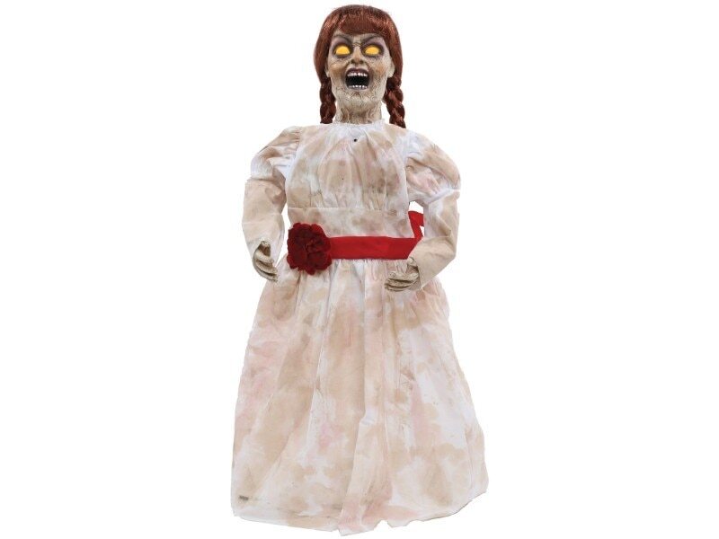 Grim Girl Doll Prop Annabelle Halloween LIGHT UP EYES Haunted EVIL Horror Zombie