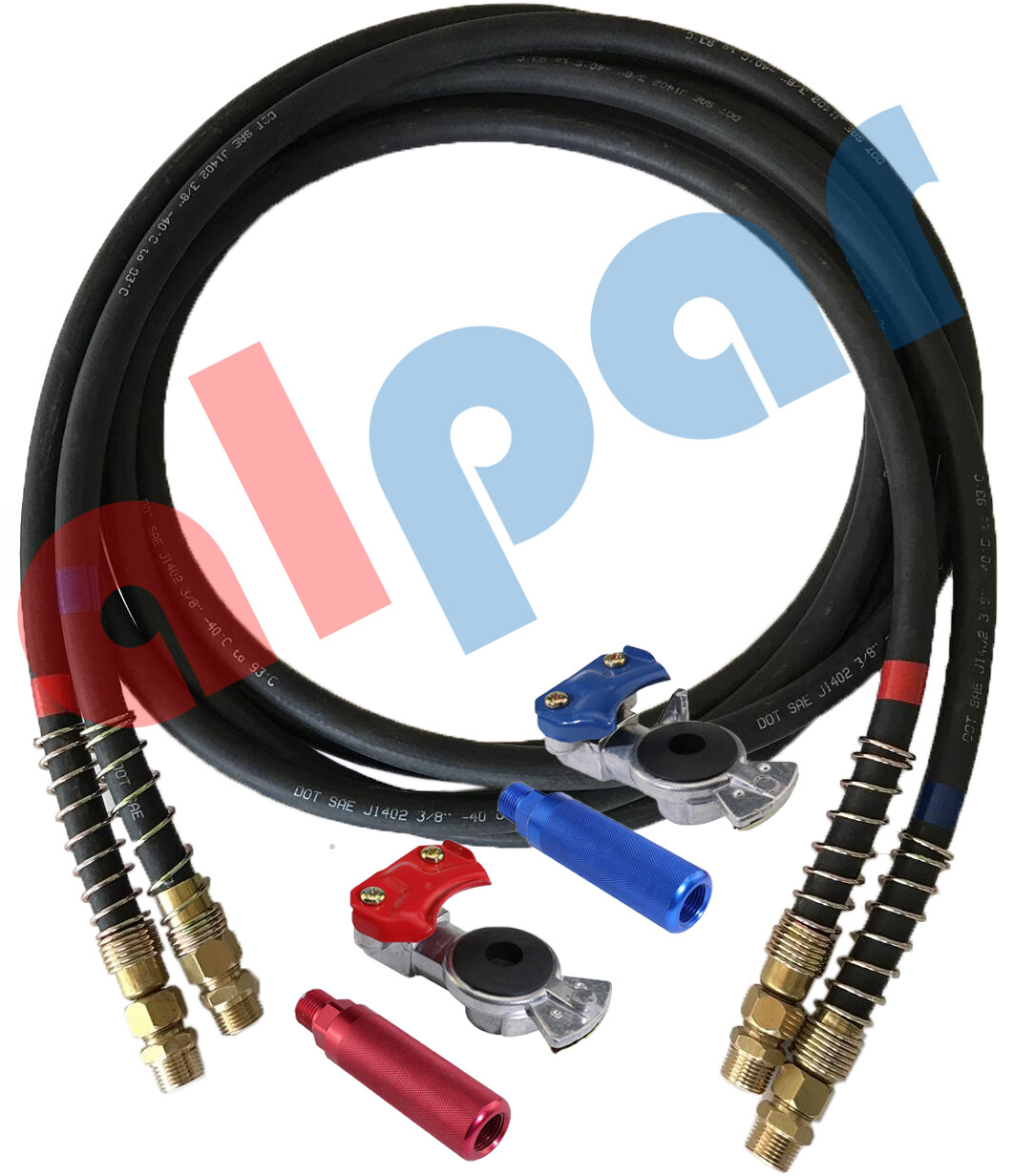 Rubber Air Line 15 ft w/Red & Blue handles+Gladhands Ref:11-8115,179.3009.15