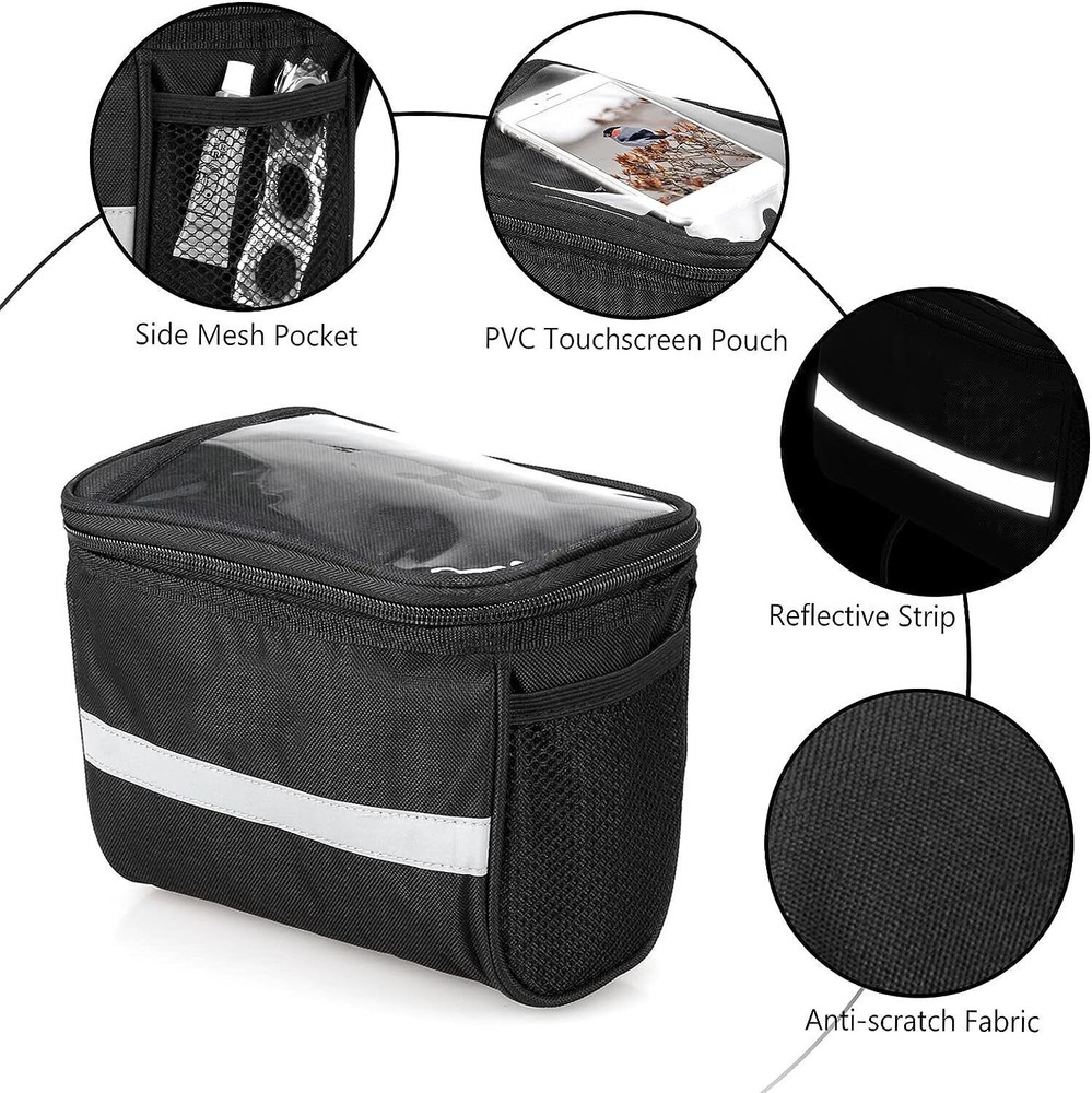 Bike Handlebar Basket Multi-Purpose Detachable Bicycle Front Frame Storage Bag