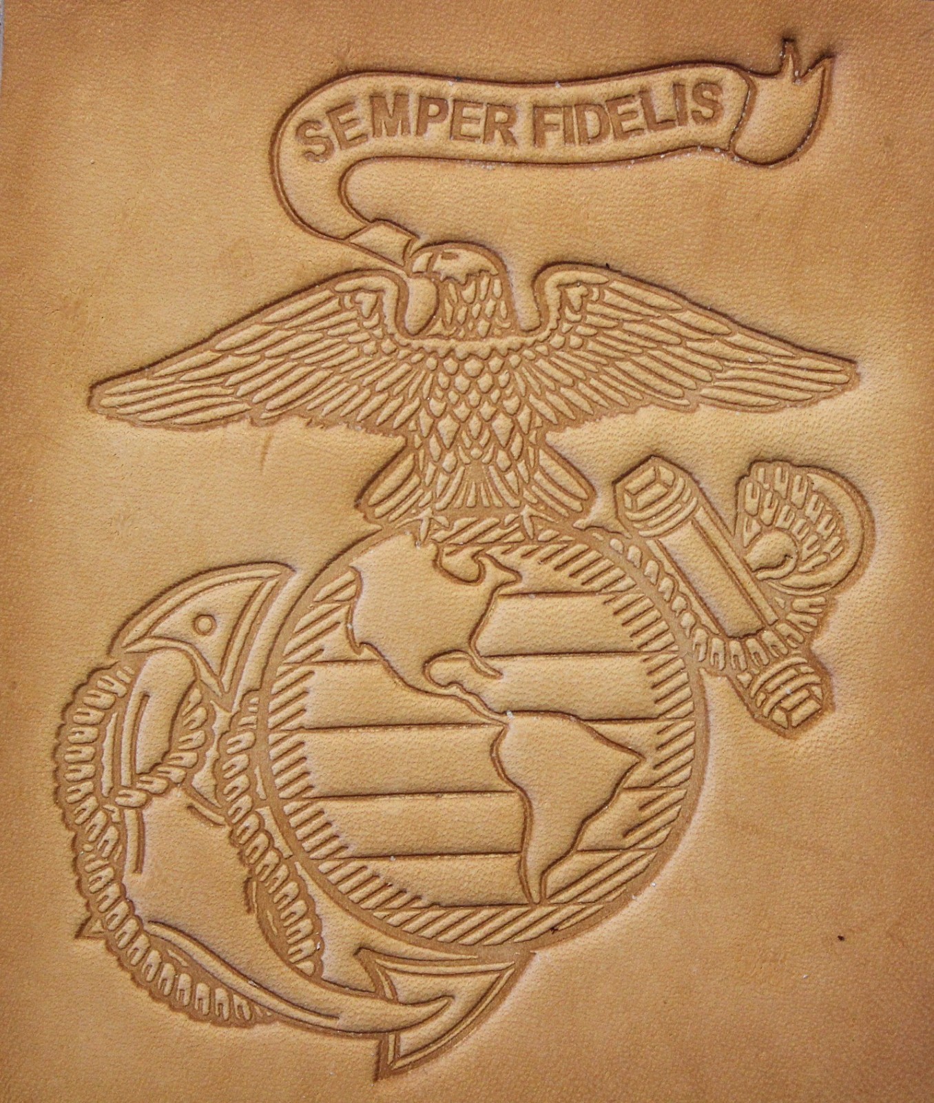 ACRYLIC Leather Embossing Stamp  MARINES INSIGNIA  for Veg Tanned Leather