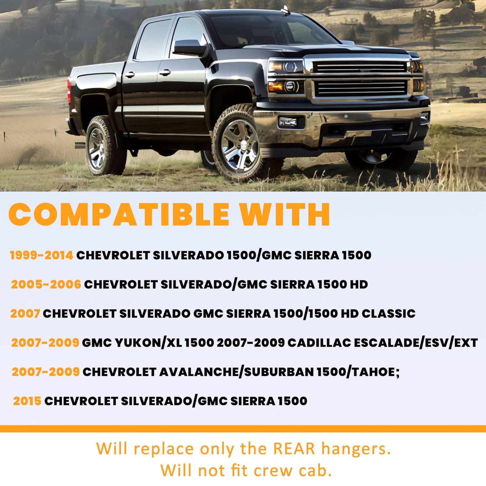 Rear Leaf Spring Bracket Kit Compatible with 1999-2015 Chevy Silverado