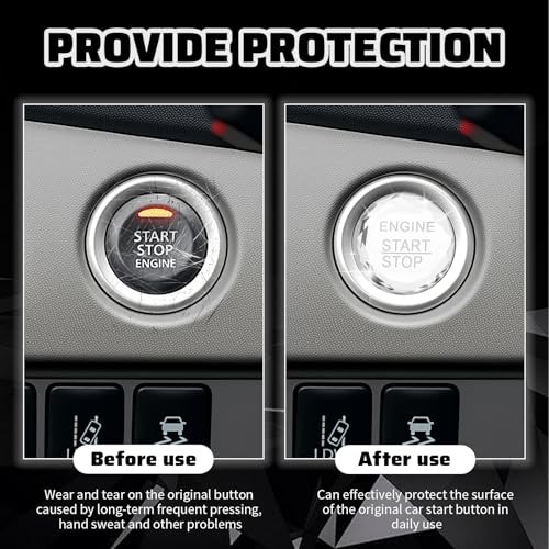 Rhinestone Car Push Start Button Cover,Bling Auto Push to Start Engine Silver