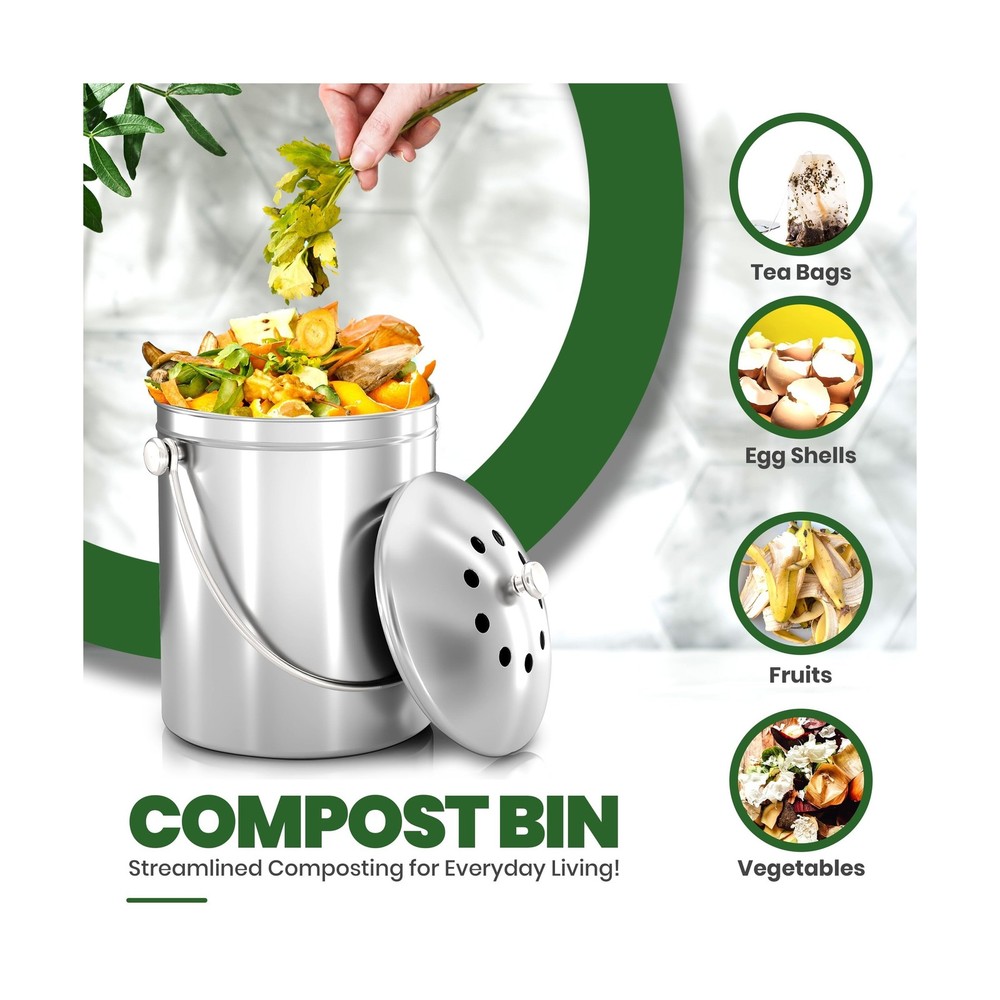 Utopia Kitchen Compost Bin for Kitchen Countertop, 1.3 Gallon Compo... Fast Ship