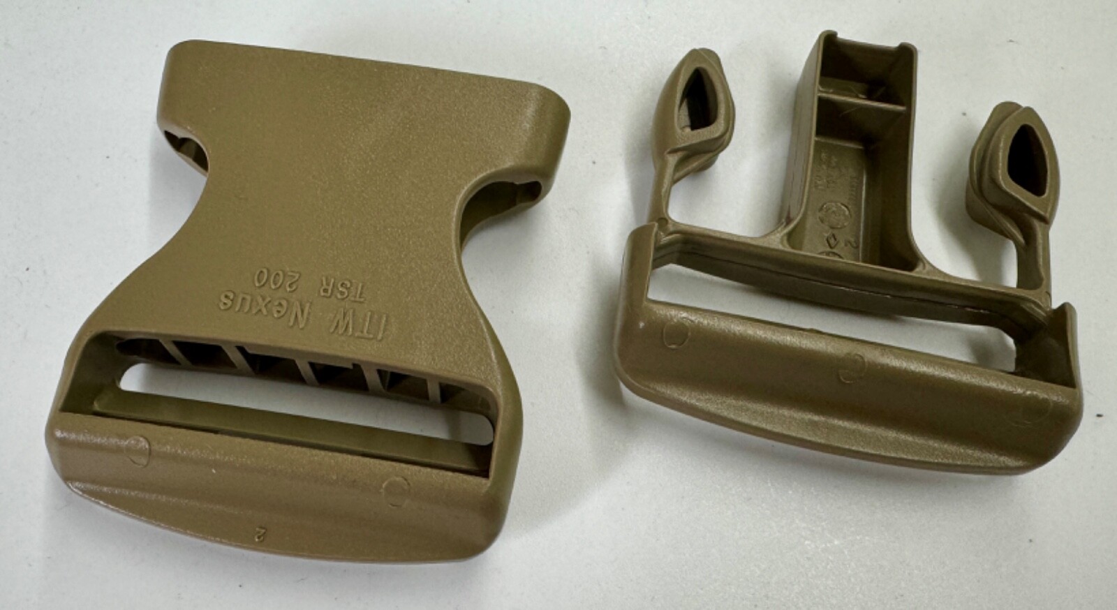 2 Inch ITW TSR 200 Side Release Buckle Heavy Duty USA Made Plastic Webbing Tan