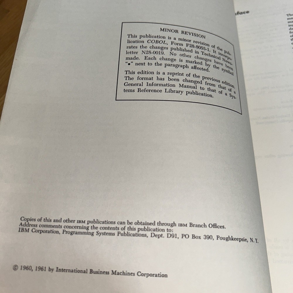 1961 IBM SYSTEMS REFERENCE LIBRARY - COBOL GENERAL INFORMATION