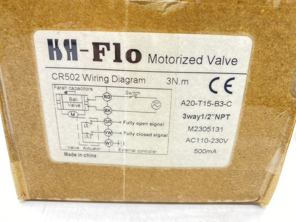 HSH-FLO A20-T15-B3-C Horizontal Motorized Valve
