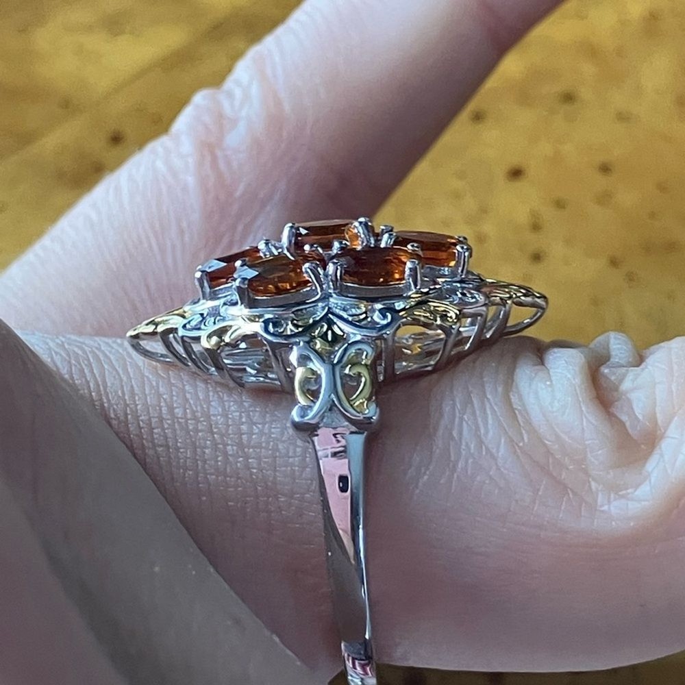 Natural Cherry Citrine Sterling Silver Ring Size 7