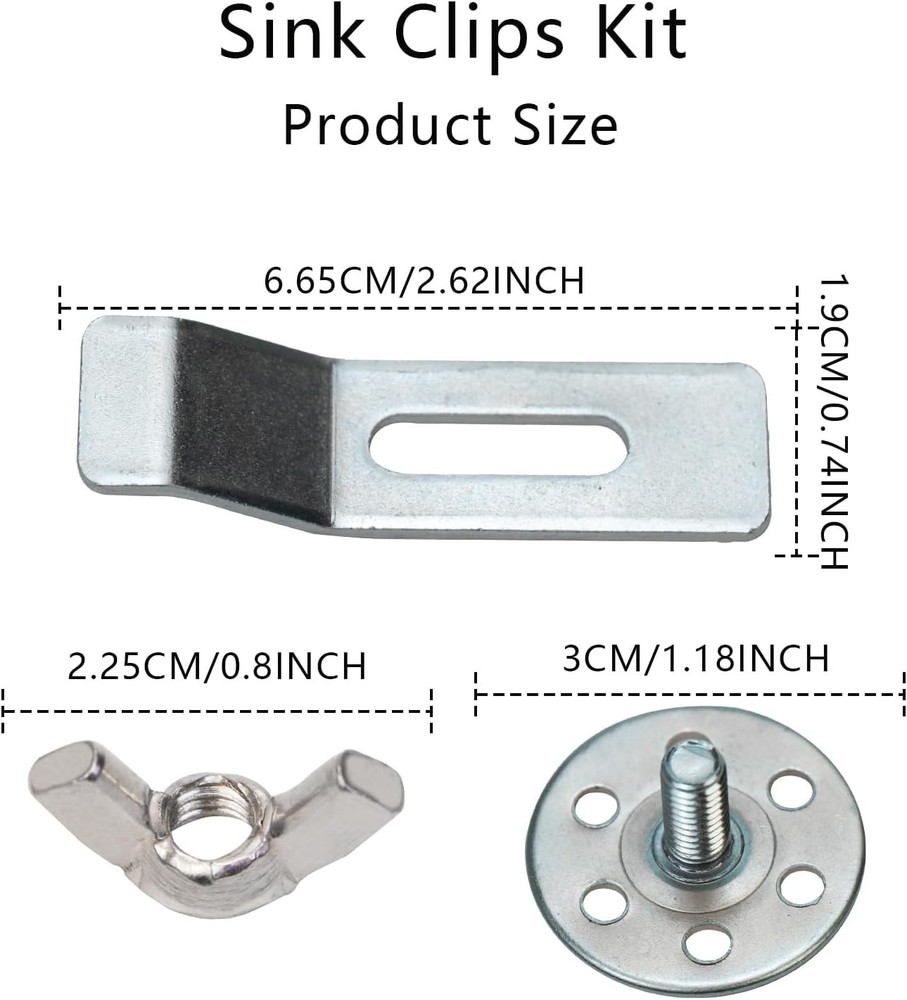 Undermount Sink Clips Mounting Kit Brackets Fastener Support 12 PCS Hardware