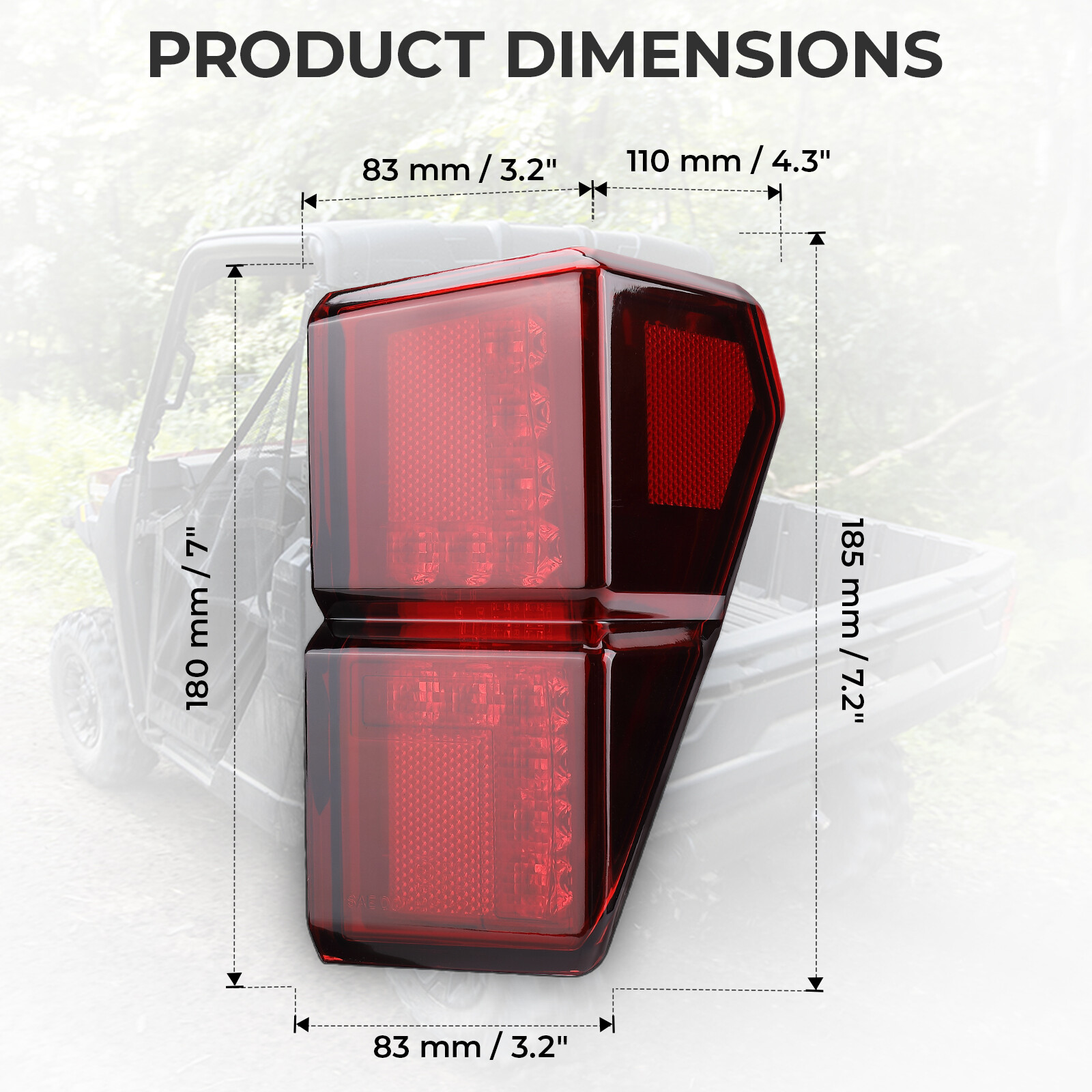 UTV Rear Tail Light Left&Right for 2017-2025 Polaris Ranger 1000 XP CREW 2413766