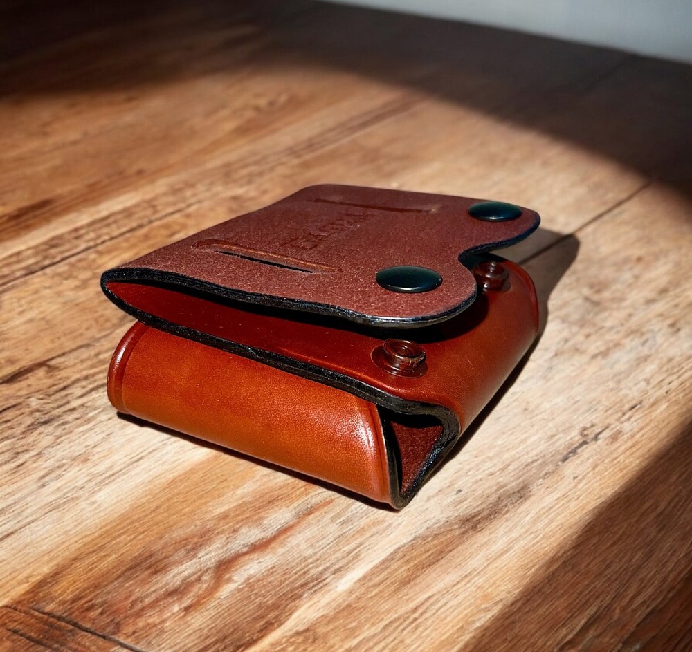 Brown Leather Magazine & Flashlight Pouch for 9mm GLOCK Double Stack