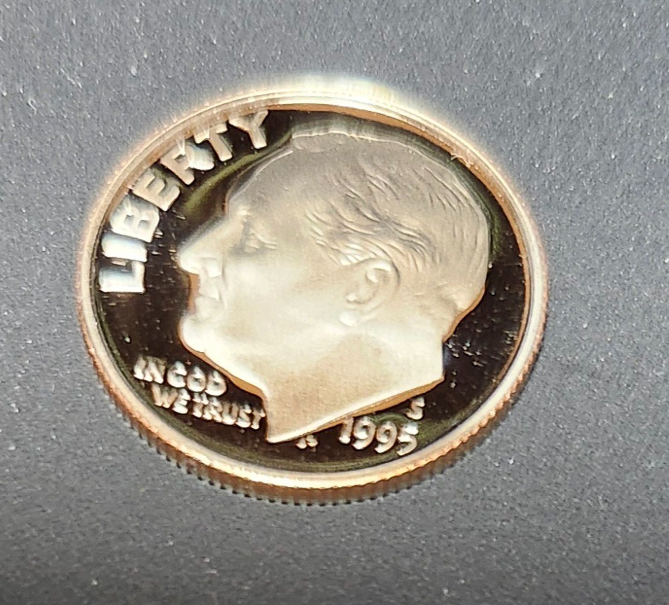 1995 S proof Roosevelt Dime, uncirculated from proof set