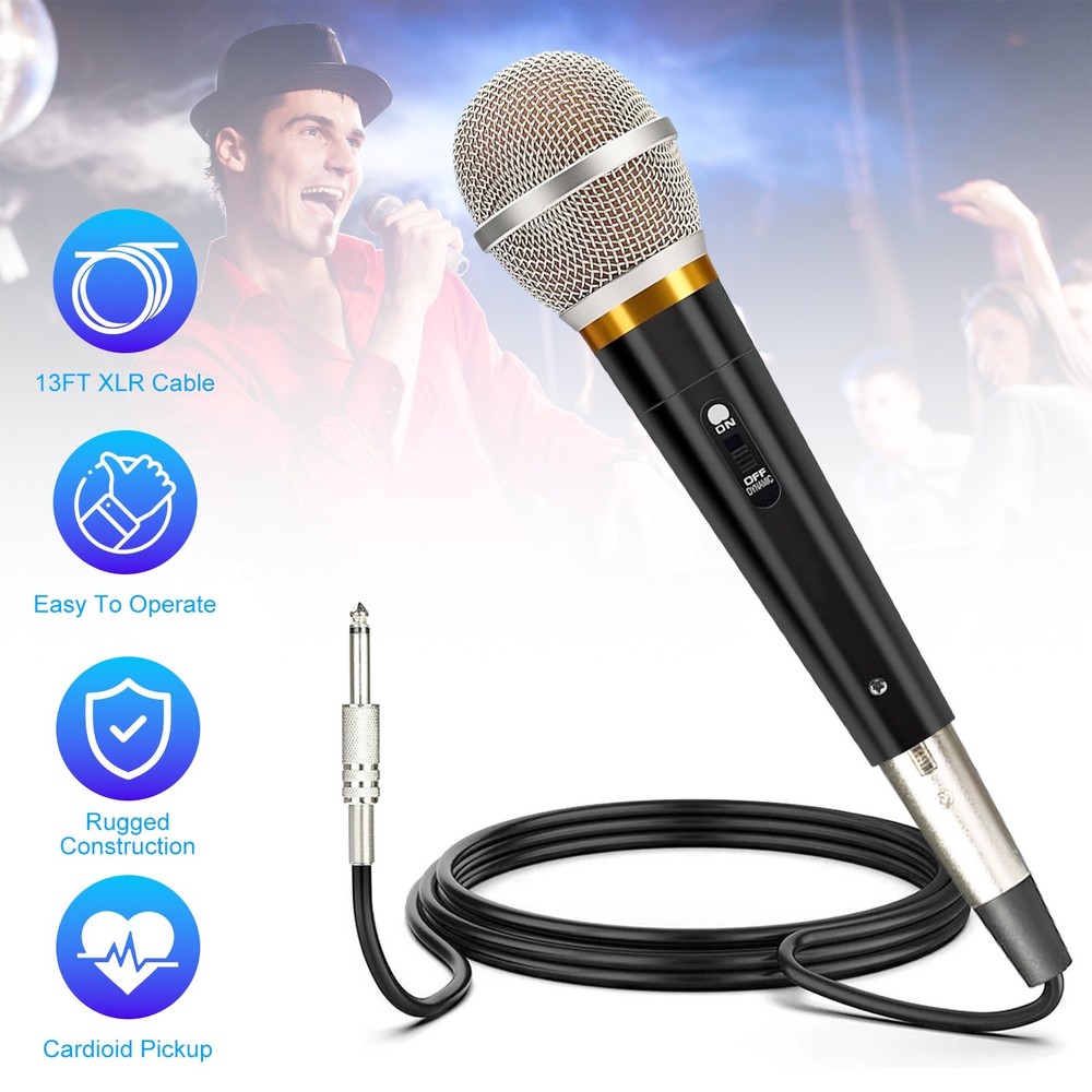 Wired XLR Microphone Dynamic Mic Karaoke Singing Studio Mics Handheld Microfono