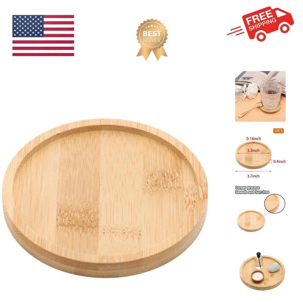 Bamboo Round Tray – 3.7” Outer Diameter, 3.4” Inner Diameter, Reusable Bamboo...