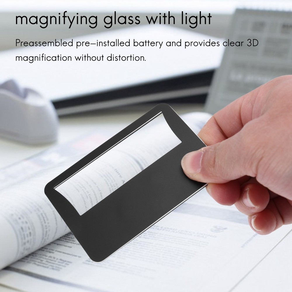 Credit Card Size Lighted 3X Magnifier Bundle Includes 2 Magnifiers, Each6593