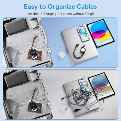 Multi Charging Cable [2Pack 4Ft] 3 in 1 Retractable Fast Charger Cable Multi