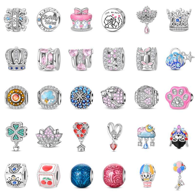 KUNSIR 925 Sterling Silver Bead Charm Spacer Beads for Bracelets Jewelry Making