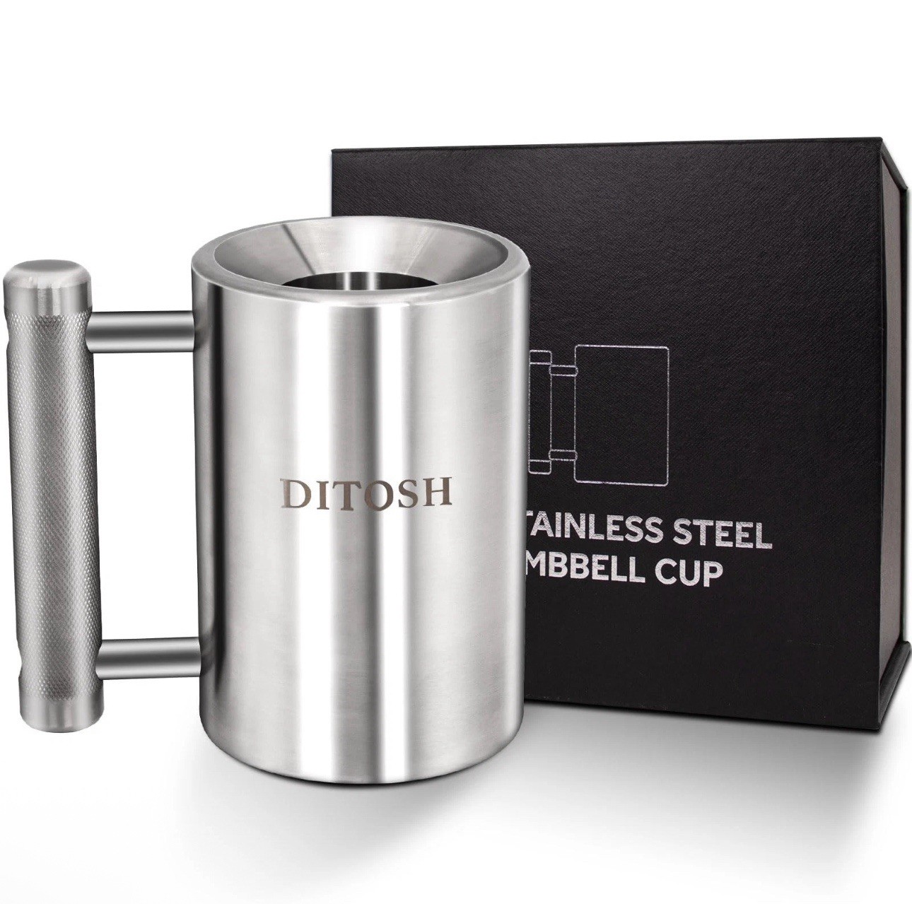 8kg 17.6lb Heavy Coffee Mug Challenge 304 Stainless Steel Dumbbell Cups Silve...