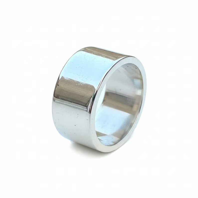 Solid 925Sterling Silver Ring Thick Heavy Wide Band Statement Ring All Size R163