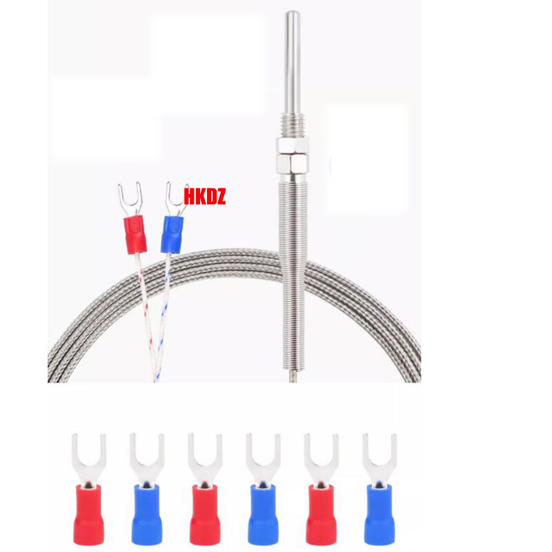 K Type Thermocouple Temperature Sensor Probe 0-400°C 2P Shielded Cable 30~200mm