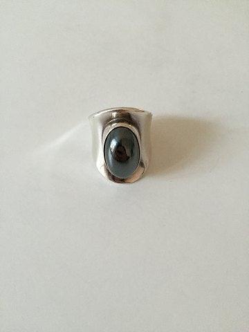 Bent Knudsen Sterling Silver Ring No 4 with Hematite