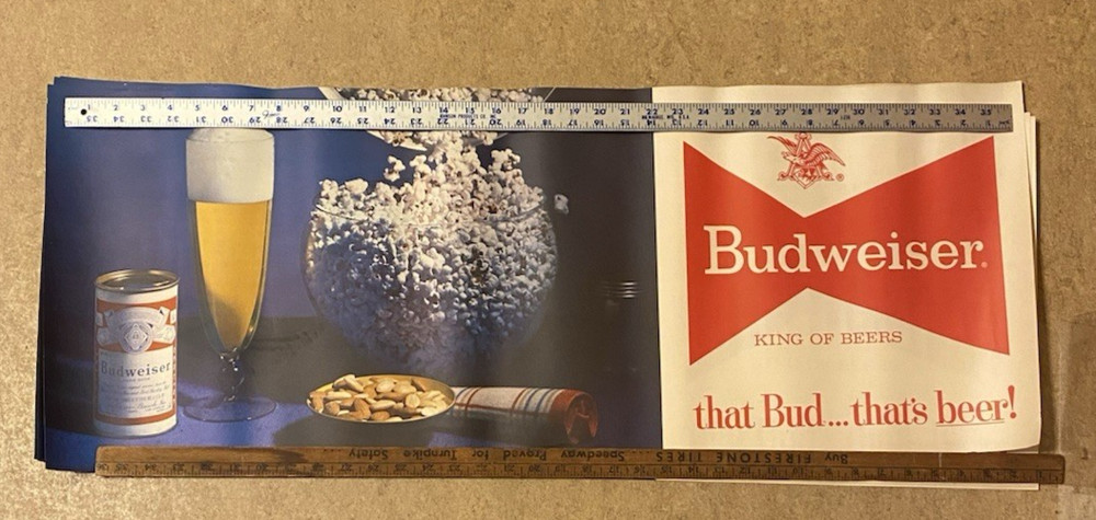 Original 1950s BUDWEISER BEER sign HUGE translucent NOS replacement panel
