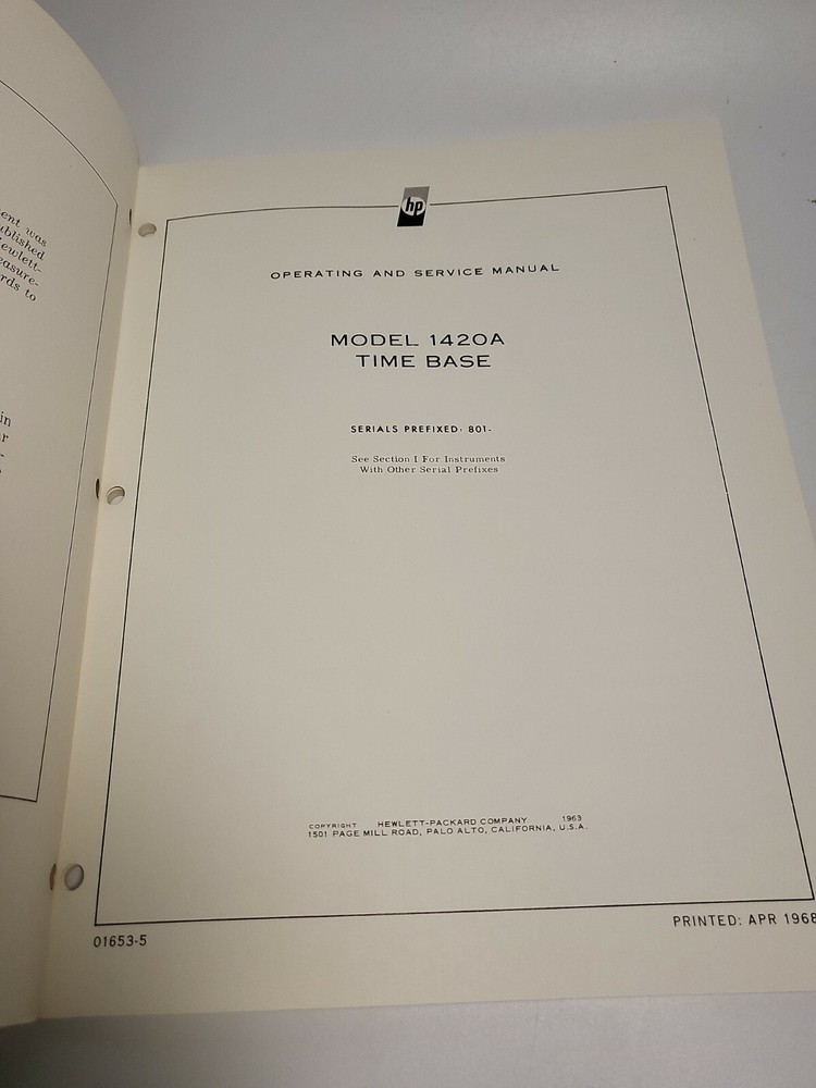 HP 1420A Time Base ~ Operating & Service Manual