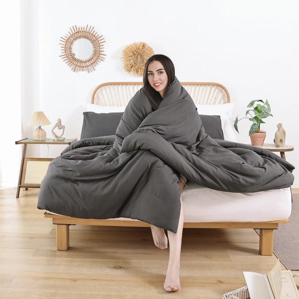 Queen Comforter Set Charcoal Grey, 3pcs