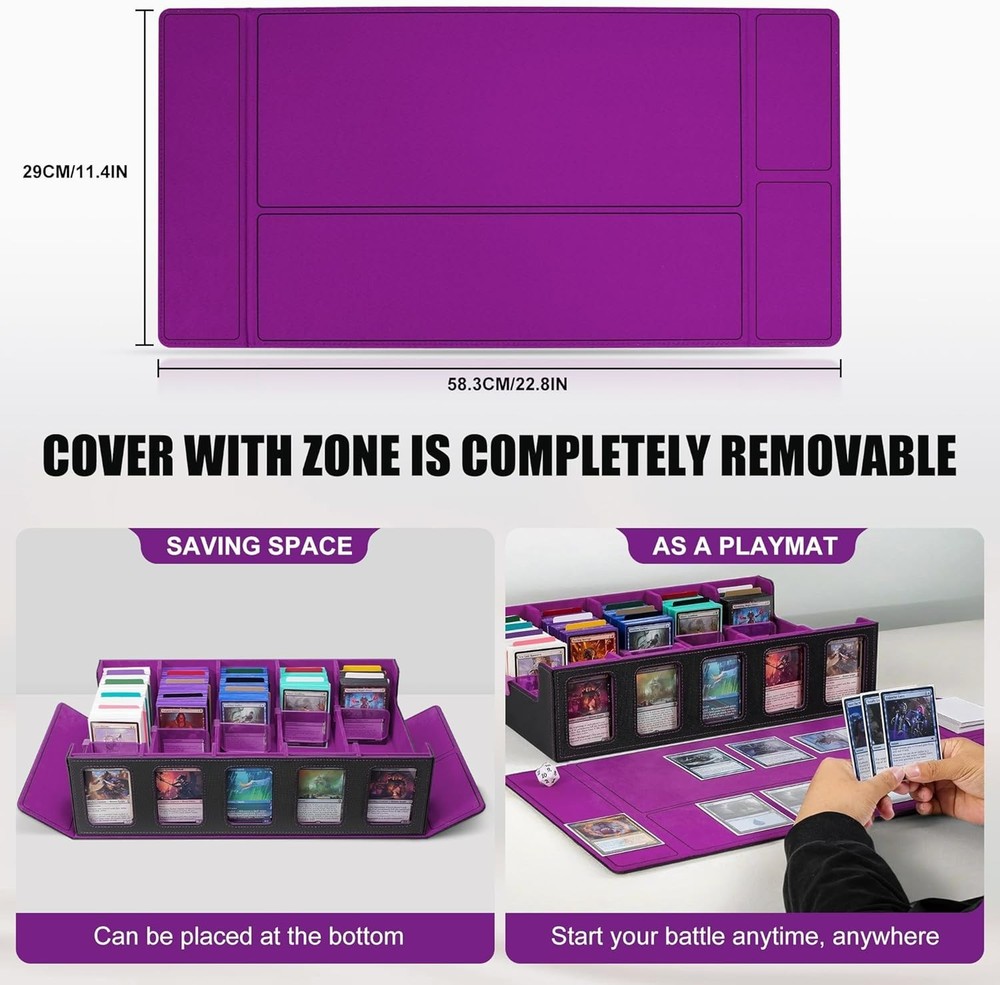 Trading Card Storage Box with Commander Display , 5-Row Deck Case with Remova...