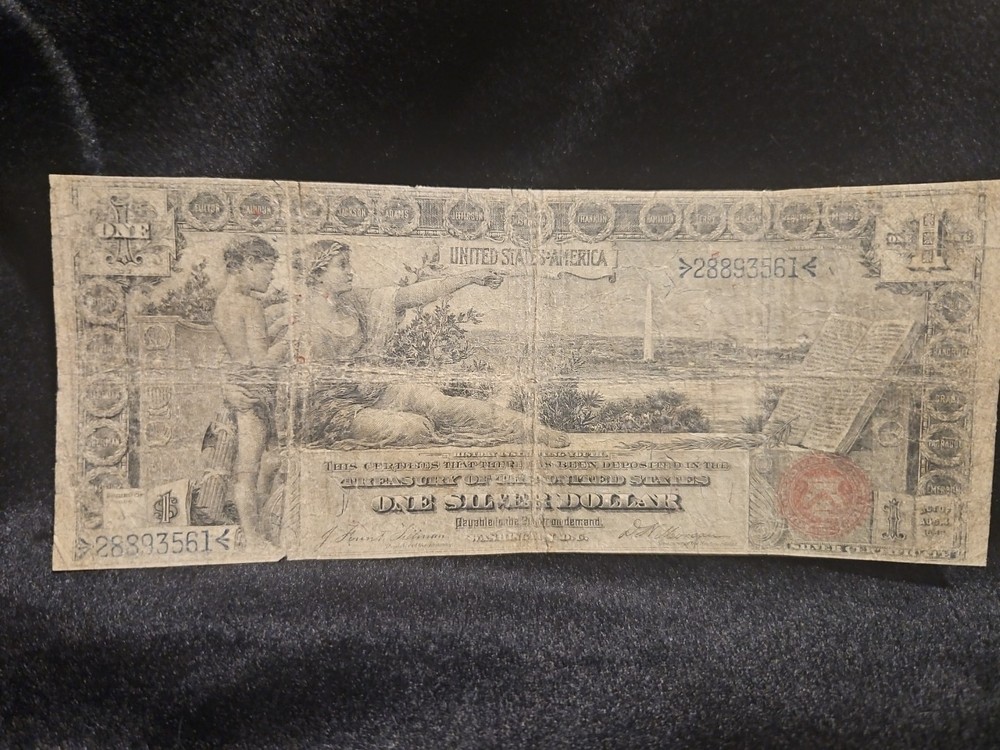 FR 224 1896 $1 ONE DOLLAR “EDUCATIONAL” SILVER CERTIFICATE NOTE VERY GOOD
