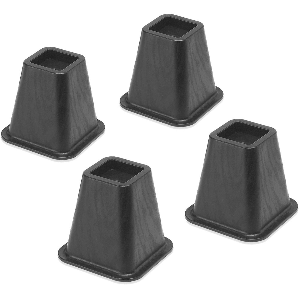 Whitmor Black Bed Risers, Set of 4 - 5.25” Elevation for Space Optimization
