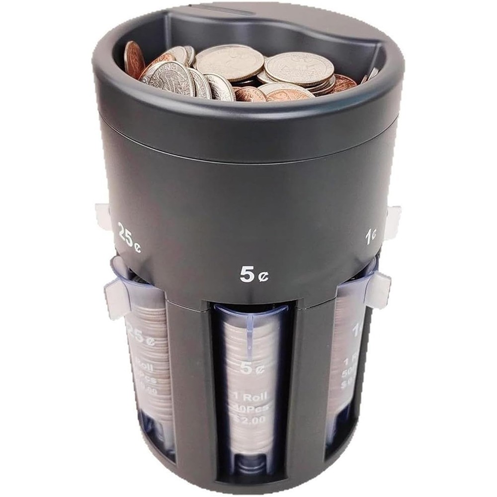 Natural Tactility Practical Multi-Function Coin Organizer Sorter for Piggy Banks