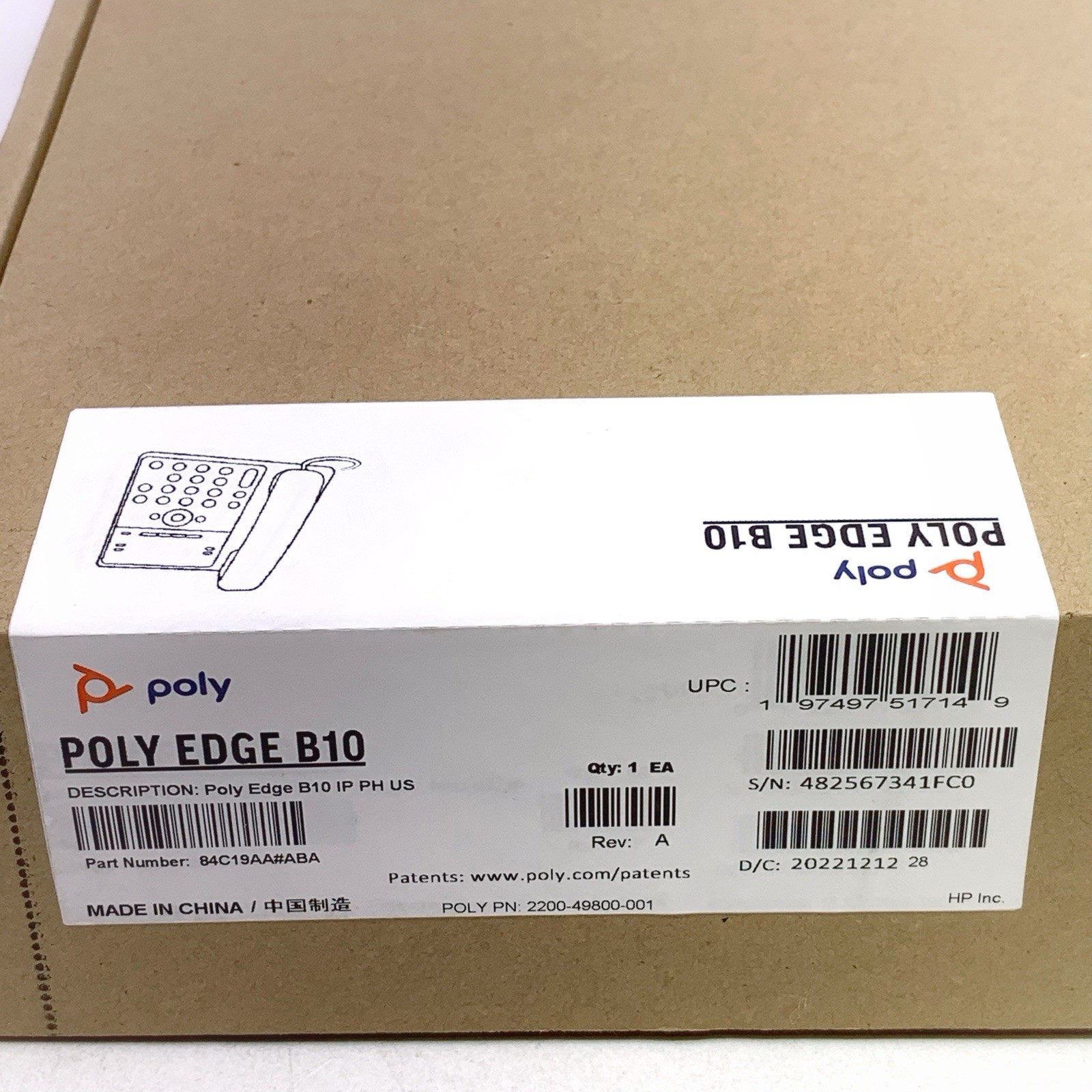 Plantronics Poly Edge B10 IP Desk Phone With Power Adapter (Polycom) 8 Lines NEW