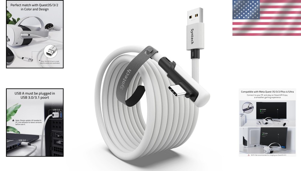 16FT Oculus/Meta Link Cable - High-Speed USB 3.0 for Enhanced VR Performance