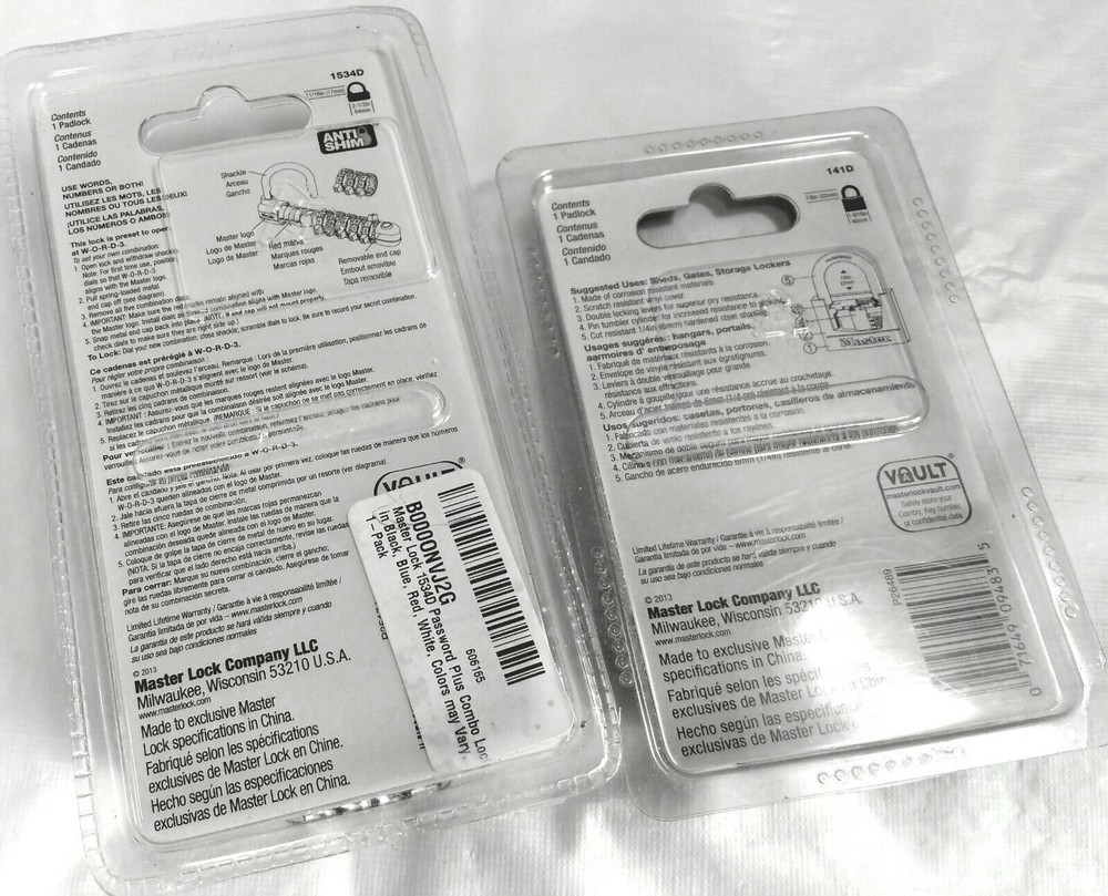 Master Lock 1534D Combination and 141D Key Lock NIP (BD)