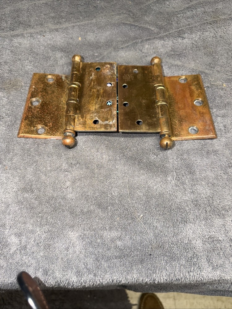 2 VTG.SOLID BRASS  Stanley BB Cannonball Ball Tip Offset 4 1/2"  Hinges
