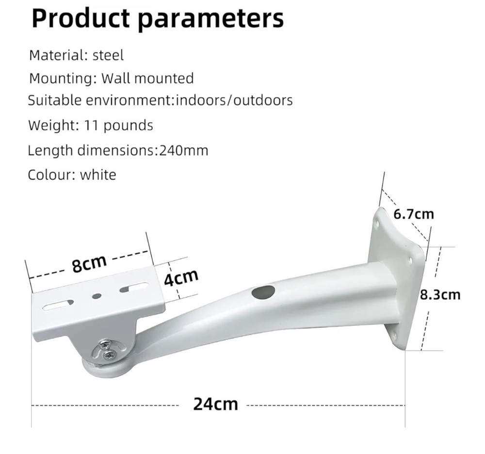 Universal Outdoor Wall Mount durable Adjustable Bracket CCTV Camera White Stand