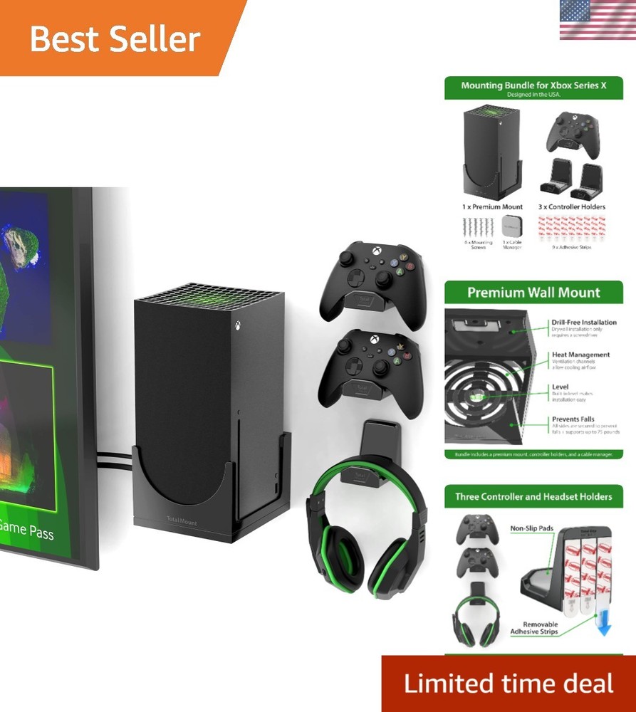 Innovative Wall Mount for Xbox Series X – Secure Support and 3 Controller Slots