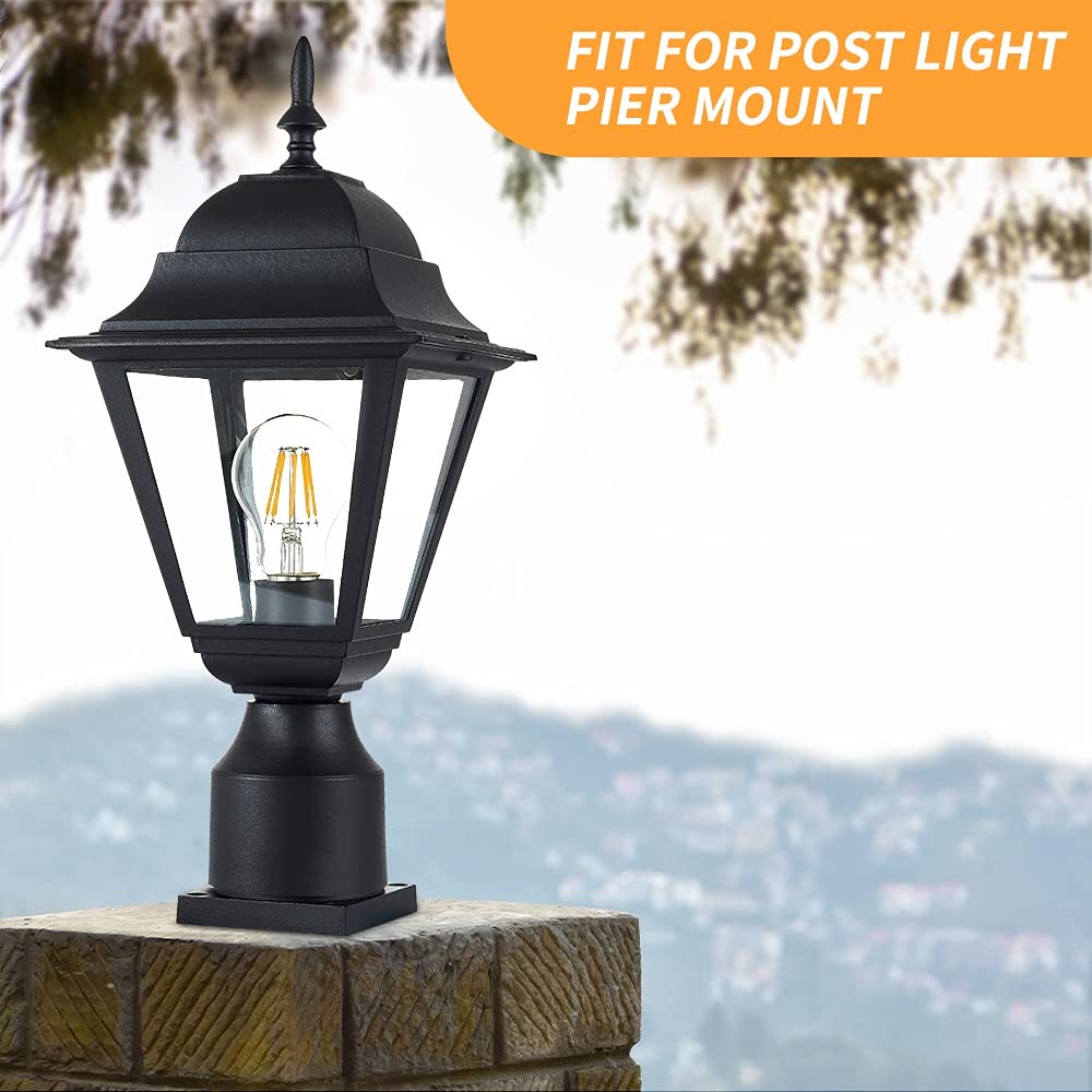 Windben Pier Mount Adapter,Post Light Base for 3" Post Black